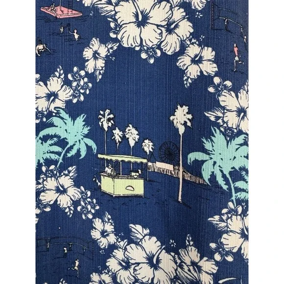 Tommy Bahama Men XXL Hawaiian Shirt Vintage Beach Scenes Retro Surf‎ 100% Silk